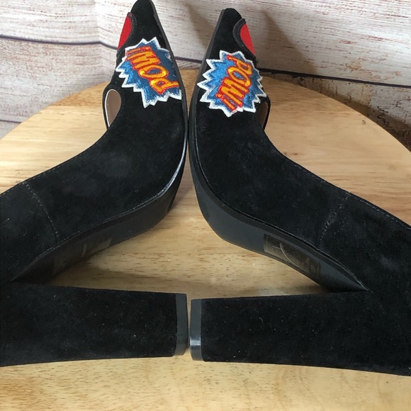 Show Republic LA Fun Faux Suede Patchwork Chunky Heel - Picture 6 of 8